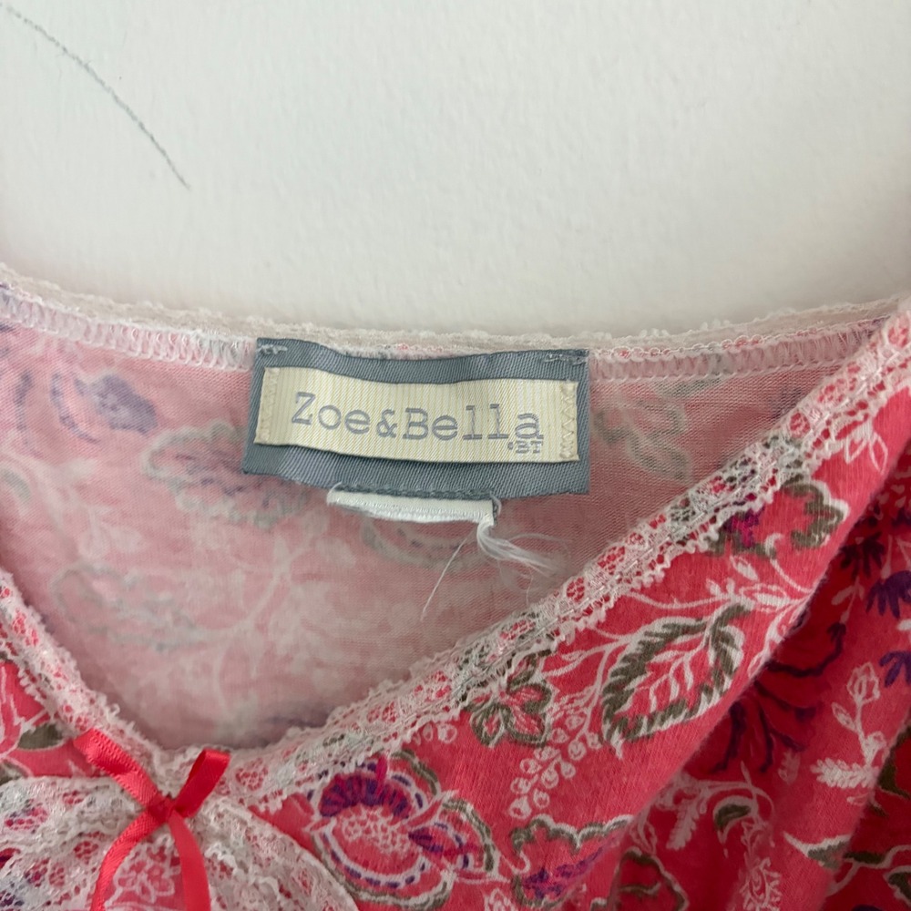Zoe & Bella Pink Floral Lace Trim Cami Tank Top Y2K - Picture 2 of 5